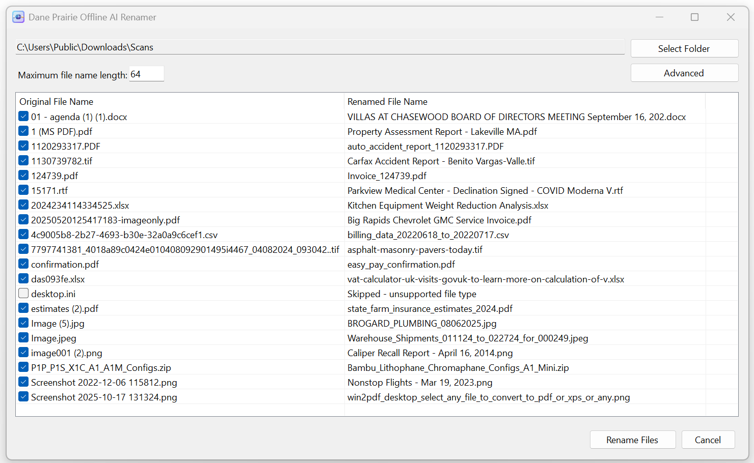 Intelligent File Renaming